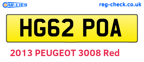HG62POA are the vehicle registration plates.