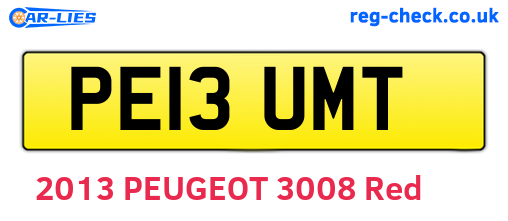 PE13UMT are the vehicle registration plates.