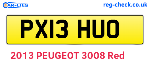 PX13HUO are the vehicle registration plates.