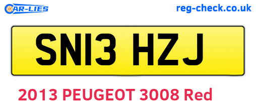 SN13HZJ are the vehicle registration plates.