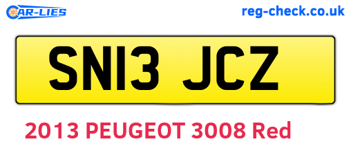 SN13JCZ are the vehicle registration plates.