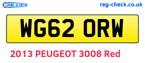 WG62ORW are the vehicle registration plates.
