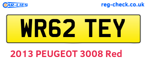 WR62TEY are the vehicle registration plates.