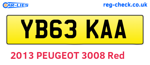 YB63KAA are the vehicle registration plates.
