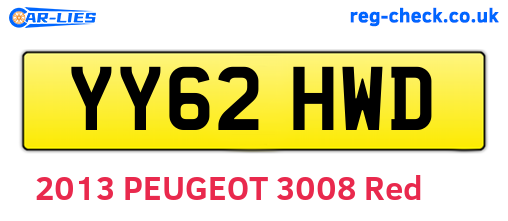 YY62HWD are the vehicle registration plates.