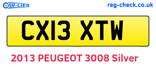 CX13XTW are the vehicle registration plates.
