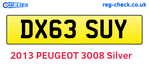 DX63SUY are the vehicle registration plates.