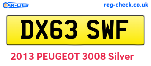 DX63SWF are the vehicle registration plates.