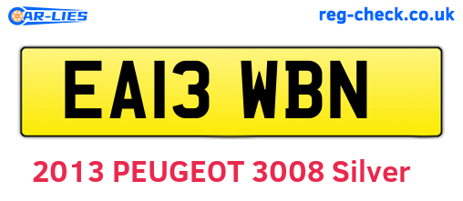 EA13WBN are the vehicle registration plates.