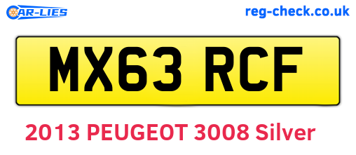 MX63RCF are the vehicle registration plates.