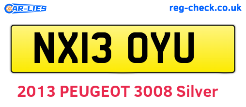 NX13OYU are the vehicle registration plates.