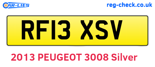 RF13XSV are the vehicle registration plates.