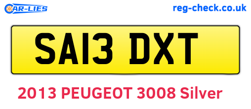 SA13DXT are the vehicle registration plates.