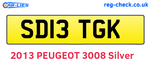SD13TGK are the vehicle registration plates.