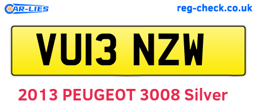VU13NZW are the vehicle registration plates.