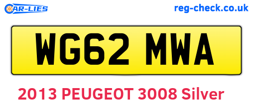 WG62MWA are the vehicle registration plates.