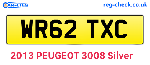 WR62TXC are the vehicle registration plates.