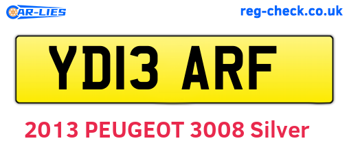 YD13ARF are the vehicle registration plates.