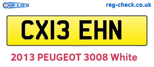 CX13EHN are the vehicle registration plates.