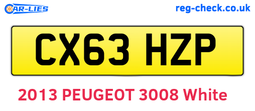 CX63HZP are the vehicle registration plates.