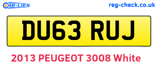 DU63RUJ are the vehicle registration plates.