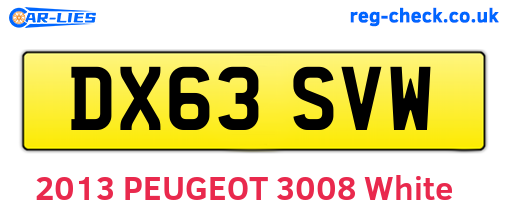 DX63SVW are the vehicle registration plates.