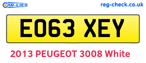 EO63XEY are the vehicle registration plates.