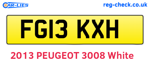 FG13KXH are the vehicle registration plates.