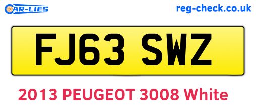 FJ63SWZ are the vehicle registration plates.