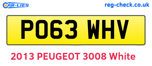 PO63WHV are the vehicle registration plates.