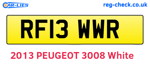 RF13WWR are the vehicle registration plates.