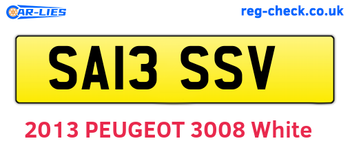 SA13SSV are the vehicle registration plates.
