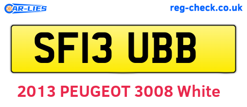 SF13UBB are the vehicle registration plates.