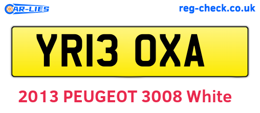 YR13OXA are the vehicle registration plates.