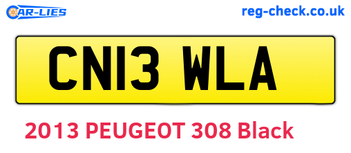 CN13WLA are the vehicle registration plates.