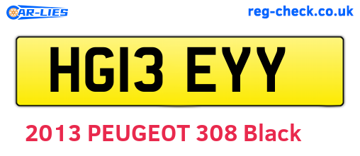 HG13EYY are the vehicle registration plates.