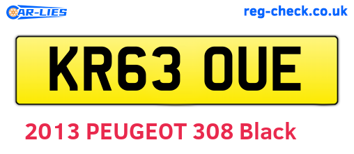 KR63OUE are the vehicle registration plates.