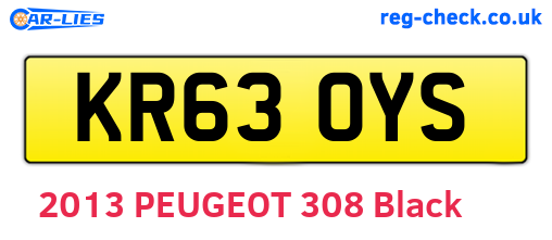 KR63OYS are the vehicle registration plates.