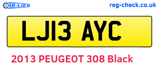 LJ13AYC are the vehicle registration plates.