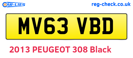 MV63VBD are the vehicle registration plates.