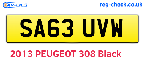 SA63UVW are the vehicle registration plates.