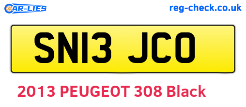 SN13JCO are the vehicle registration plates.