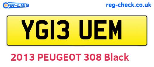 YG13UEM are the vehicle registration plates.