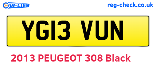 YG13VUN are the vehicle registration plates.