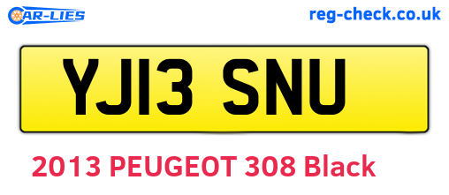 YJ13SNU are the vehicle registration plates.