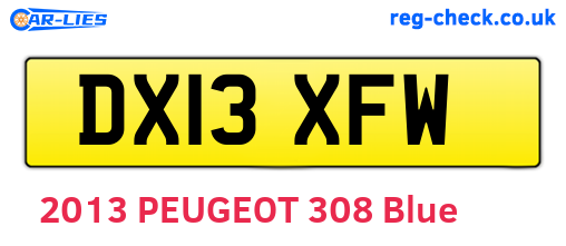 DX13XFW are the vehicle registration plates.