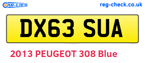 DX63SUA are the vehicle registration plates.