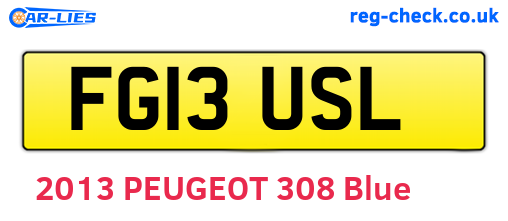 FG13USL are the vehicle registration plates.