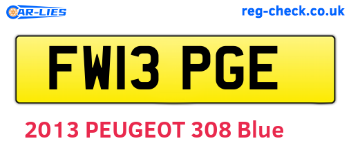 FW13PGE are the vehicle registration plates.