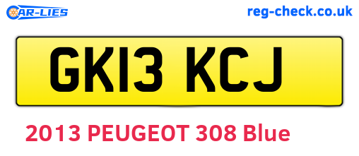 GK13KCJ are the vehicle registration plates.